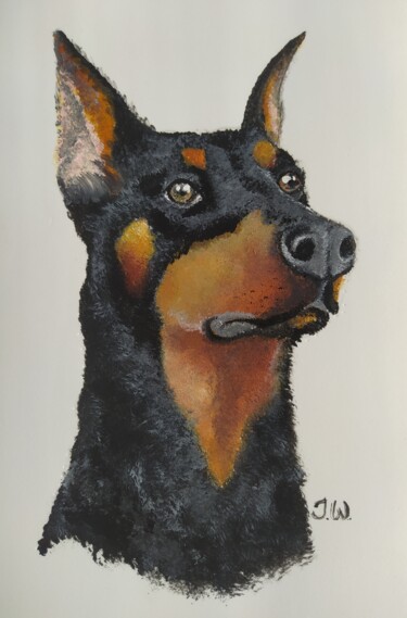 Pintura titulada "Dobermann" por Isabelle Wickihalder, Obra de arte original, Acrílico