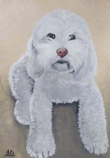 Pintura intitulada "Poodle" por Isabelle Wickihalder, Obras de arte originais, Acrílico