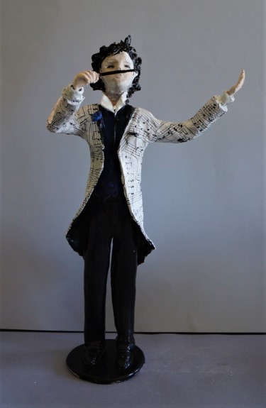 Sculpture titled "Le chef d'orchestre" by Isabelle Zwang, Original Artwork, Ceramics