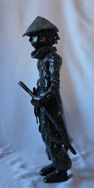 Sculptuur getiteld "Le jeune samouraÏ" door Isabelle Zwang, Origineel Kunstwerk, Keramiek