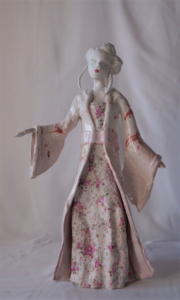 Escultura intitulada "Japonaise" por Isabelle Zwang, Obras de arte originais, Cerâmica