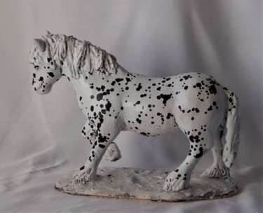 Escultura intitulada "cheval de trait" por Isabelle Zwang, Obras de arte originais, Cerâmica