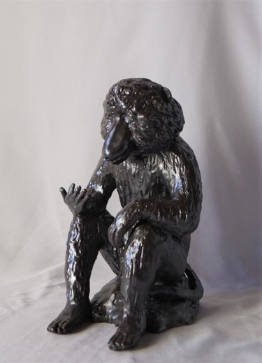 Sculpture titled "Babouin" by Isabelle Zwang, Original Artwork, Ceramics