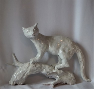 Escultura intitulada "Belette des neiges" por Isabelle Zwang, Obras de arte originais, Cerâmica