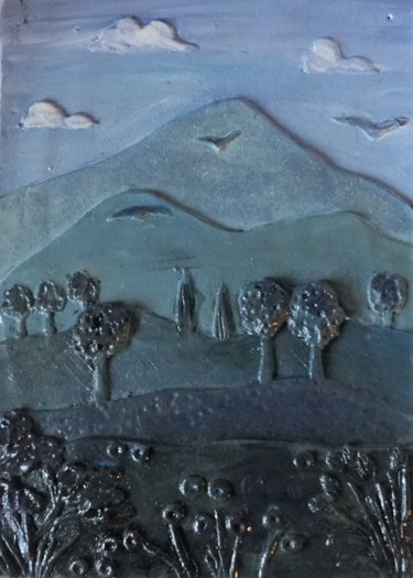 Sculpture titled "Montagne au petit m…" by Isabelle Zwang, Original Artwork, Ceramics
