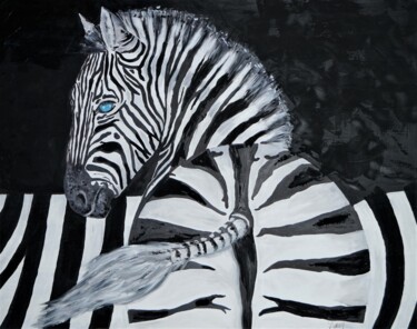 Peinture intitulée "ZEBRE 3" par Isabelle Zwang, Œuvre d'art originale, Huile Monté sur Châssis en bois