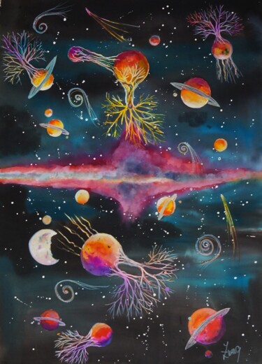 "UNIVERS EN DOMINANT…" başlıklı Tablo Isabelle Zwang tarafından, Orijinal sanat, Suluboya
