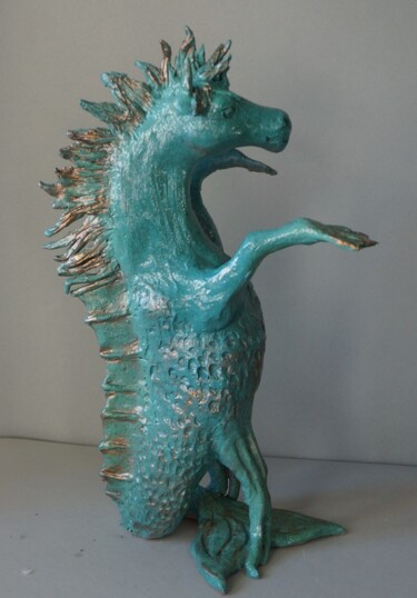 Sculpture titled "CHEVAL MARIN" by Isabelle Zwang, Original Artwork, Ceramics