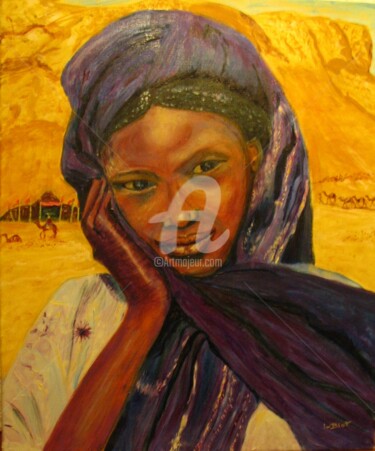 Peinture intitulée "Jeune fille touareg" par Isabelle Blot, Œuvre d'art originale, Huile