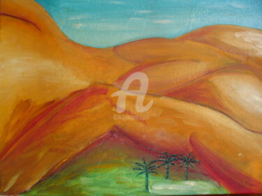 Painting titled "Dunes" by Isabelle Blot, Original Artwork, Oil Mounted on Wood Stretcher frame