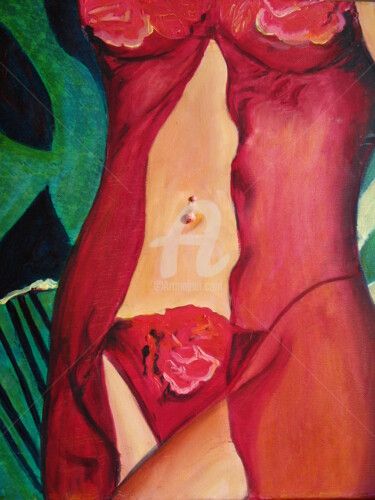 Painting titled "Percing" by Isabelle Blot, Original Artwork, Oil Mounted on Wood Stretcher frame