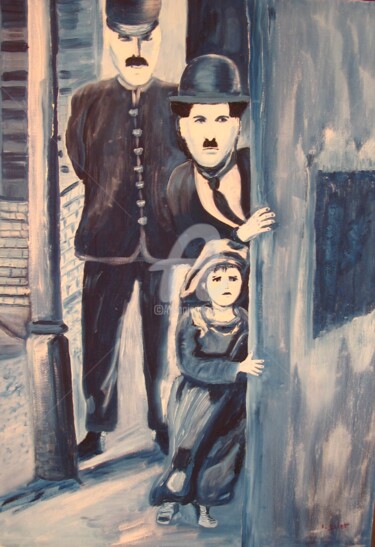 Painting titled "le kid" by Isabelle Blot, Original Artwork, Oil Mounted on Wood Stretcher frame