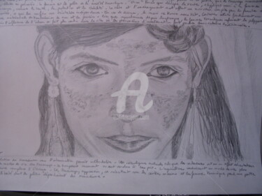 Dessin intitulée "Jeune fille touareg" par Isabelle Blot, Œuvre d'art originale, Crayon