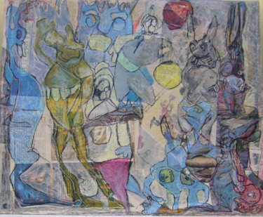 Peinture intitulée "Lapins etc.." par Isabelle Bardin, Œuvre d'art originale, Pastel