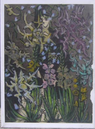Peinture intitulée "fleurs étoies" par Isabelle Bardin, Œuvre d'art originale, Pastel