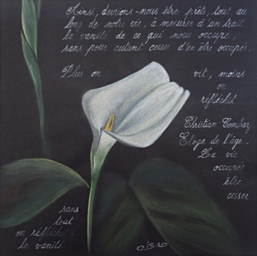 Painting titled "Fleur d'arum" by Isabelle Blanchon, Original Artwork, Gouache