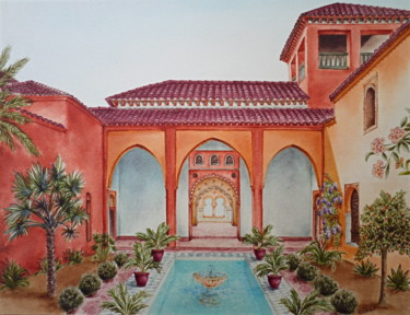 Pintura intitulada "palais maure" por Isabelle Blanchon, Obras de arte originais, Tinta