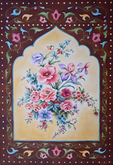 Pintura intitulada "Florilège" por Isabelle Blanchon, Obras de arte originais, Tinta