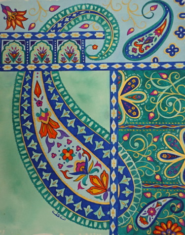 "Cachemire" başlıklı Tablo Isabelle Blanchon tarafından, Orijinal sanat, Mürekkep
