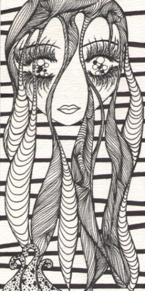 Drawing titled "Umi Yurei" by Isabelle Deflandre, Original Artwork