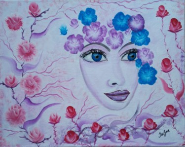 Peinture intitulée "Lula Purple" par Isalyne, Œuvre d'art originale, Acrylique