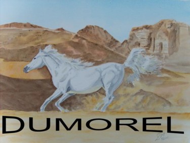 Painting titled "Pur-sang au galop" by Isabelle Dumorel, Original Artwork