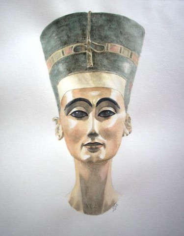Painting titled "Néfertiti" by Isabelle Dumorel, Original Artwork