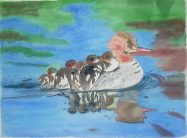 Peinture intitulée "Promenade sur l'eau" par Isabelle Dumorel, Œuvre d'art originale