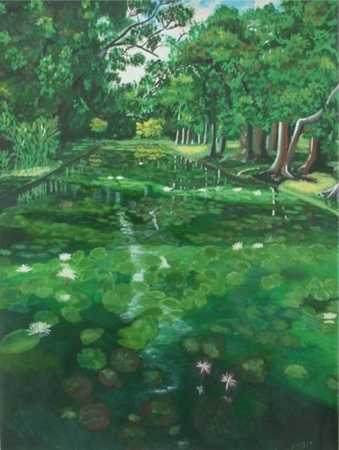 Peinture intitulée "Jardin des pamplemo…" par Isabelle Dumorel, Œuvre d'art originale