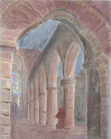 Drawing titled "L'abbaye" by Isabelle Dumorel, Original Artwork