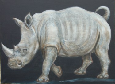 Peinture intitulée "Rhinocéros" par Isabelle Ehly, Œuvre d'art originale