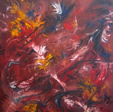 Painting titled "La colère" by Isabelle Mignot, Original Artwork, Oil