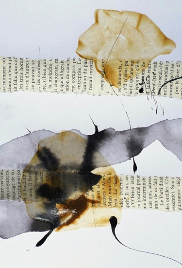 Painting titled "Entre les bords ...…" by Isabelle Mignot, Original Artwork, Ink