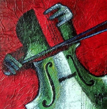 Peinture intitulée "Le violoncelle" par Isabelle Mignot, Œuvre d'art originale, Huile