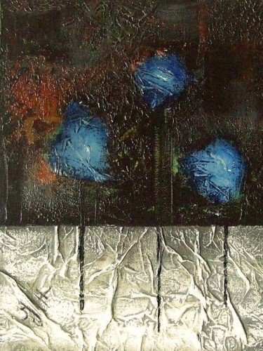 Peinture intitulée "Blue flowers 2" par Isabelle Mignot, Œuvre d'art originale, Huile