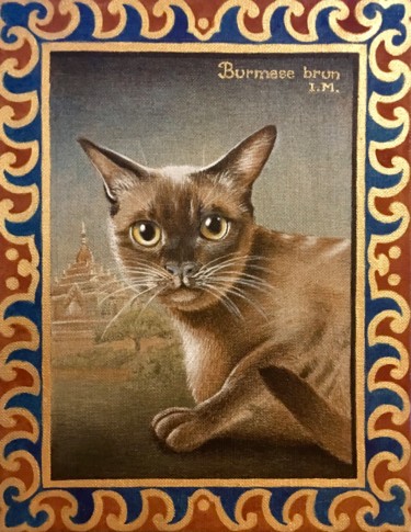 Painting titled "Burmese brun" by Isabelle Molinard, Original Artwork, Acrylic