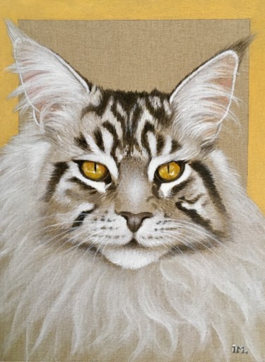 Painting titled "Maine Coon" by Isabelle Molinard, Original Artwork, Acrylic