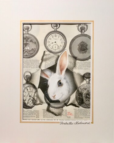 Painting titled "Lapin blanc" by Isabelle Molinard, Original Artwork, Watercolor