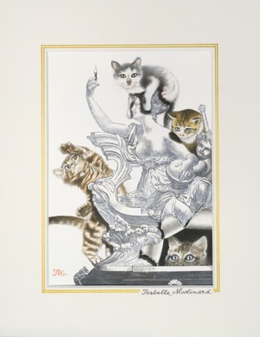 Peinture intitulée "Quatre chatons" par Isabelle Molinard, Œuvre d'art originale, Aquarelle