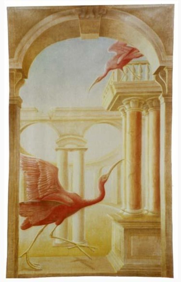Malerei mit dem Titel "Ibis rouges" von Isabelle Molinard, Original-Kunstwerk, Öl