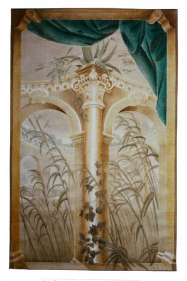 Картина под названием "Rideau Vert" - Isabelle Molinard, Подлинное произведение искусства, Масло