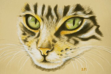 Painting titled "Green eyes" by Isabelle Molinard, Original Artwork, Acrylic