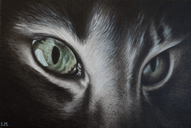 Painting titled "Green Eyes 2" by Isabelle Molinard, Original Artwork, Acrylic