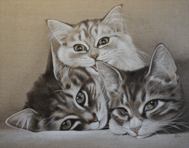 Pintura intitulada "Petit trio n 4" por Isabelle Molinard, Obras de arte originais, Acrílico