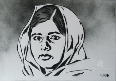 Painting titled "Malala Yousafzai dé…" by Murzo, Original Artwork, Spray paint