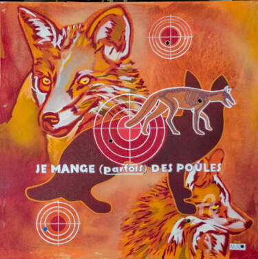 Malerei mit dem Titel "Le renard - les mal…" von Murzo, Original-Kunstwerk, Sprühfarbe Auf Keilrahmen aus Holz montiert
