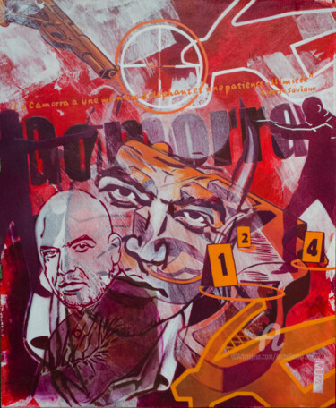 Painting titled "Roberto Saviano - G…" by Murzo, Original Artwork, Spray paint Mounted on Wood Stretcher frame
