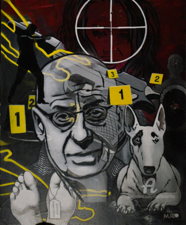 Painting titled "James Ellroy - The…" by Murzo, Original Artwork, Acrylic Mounted on Wood Stretcher frame