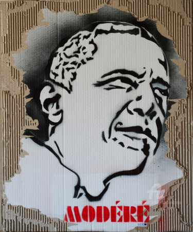 Peinture intitulée "b-obama" par Murzo, Œuvre d'art originale, Bombe aérosol