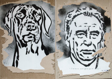 Painting titled "François Bayrou et…" by Murzo, Original Artwork, Spray paint Mounted on Wood Panel